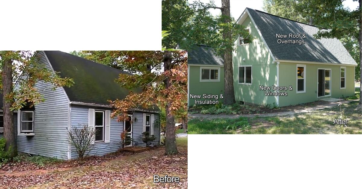 Before and after house flip renovations