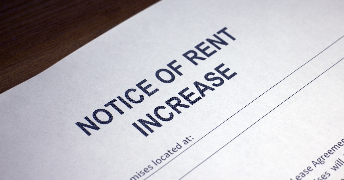 notice to vacate due to rent increase