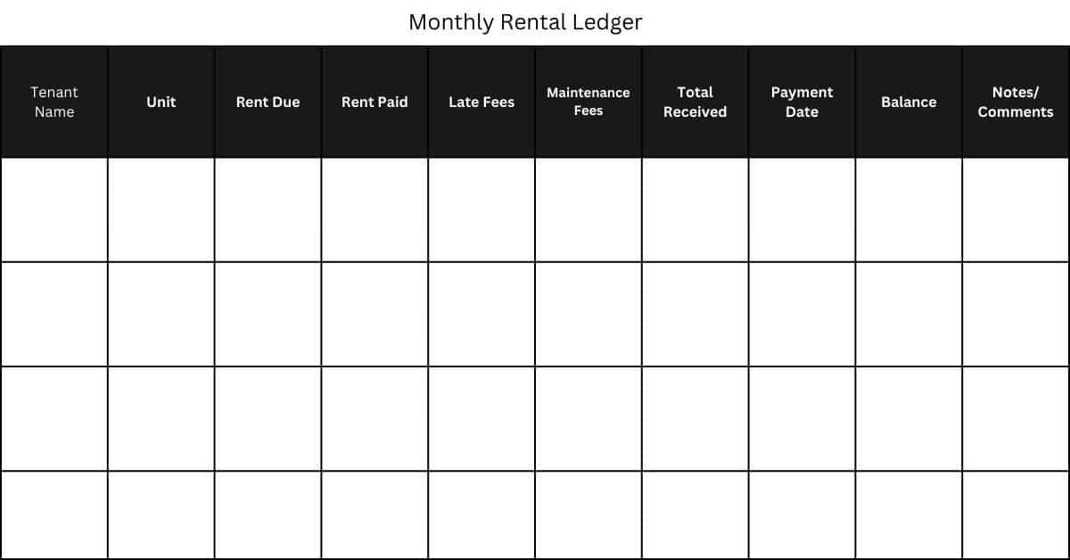 monthly rental ledger